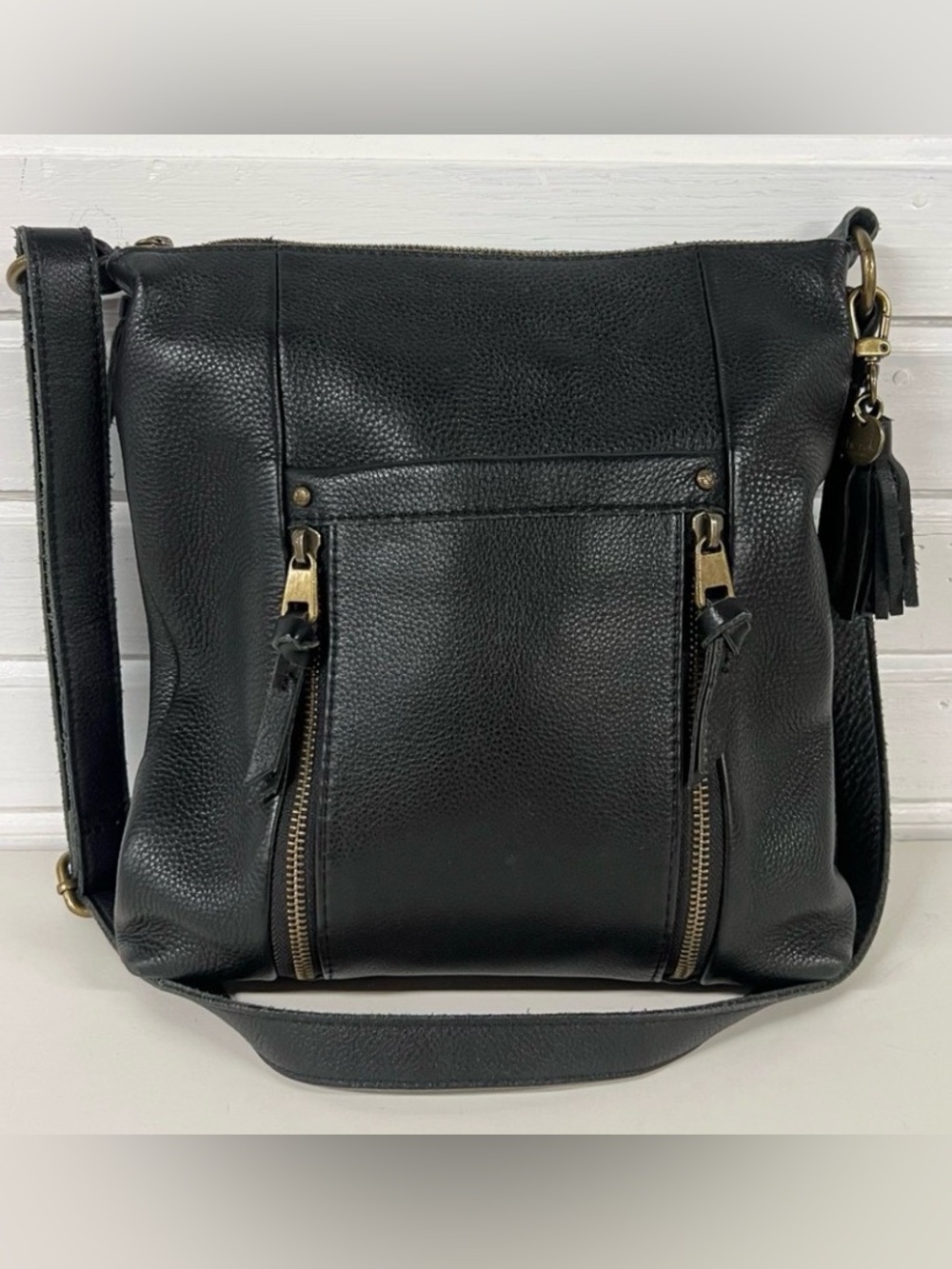 THE SAK  convertible LADERA pebbled leather BLACK crossbody POCKETS bag - Picture 3 of 14